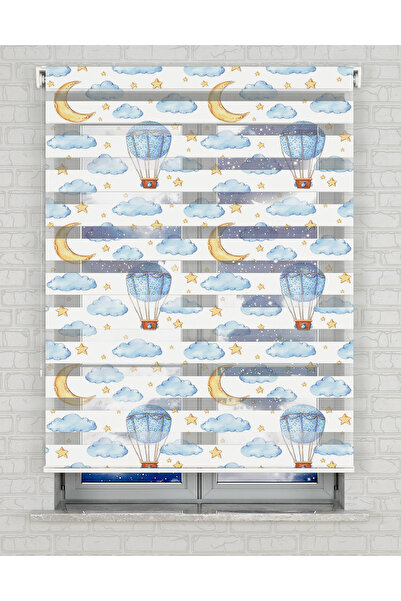 Bright Cover Gökyüzü ve Balon Baskılı Zebra Perde - Gece Gündüz - Bebek Odası...