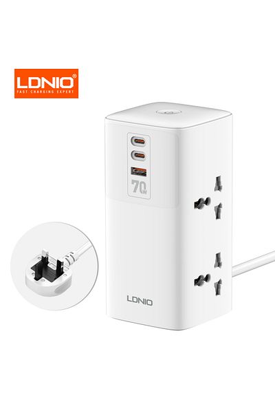 Choice Ldnio 7 in 1 2500w tower extension socket 70w charging station usb power strip 2 outlet 2 ...