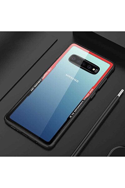 VARDAR AKSESUAR Galaxy S10 Uyumlu Kılıf Arkası Temperli Cam Kenarları Silikon...