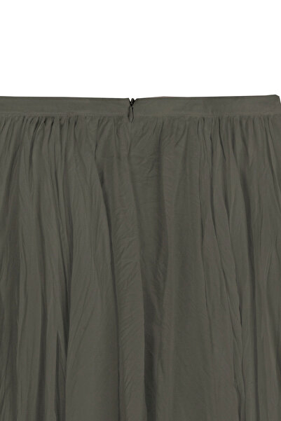 praye Fusta lungă evazată de culoare kaki - aspect încrețit