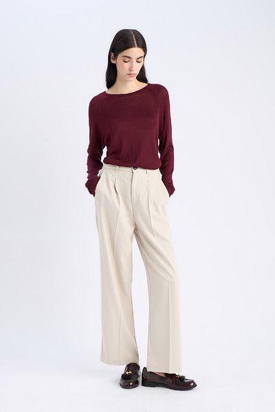 DeFacto Regular Fit Crew Gât Basic Uni Claret Roșu Tricotaj Pulover D6281ax25sp