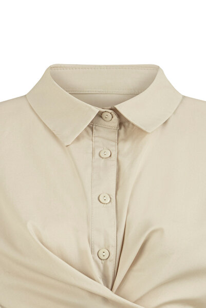 praye Βαμβακερό πουκάμισο - Δεμένο στη μέση και Λεπτομέρεια από πέτρα