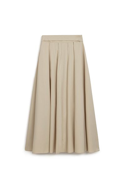 praye Stone Colored Laced Long Collared Skirt