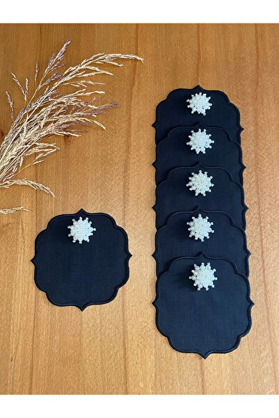 Smiling Home 6 bucăți șervețele de prezentare pentru cocktail cu perle de in ...