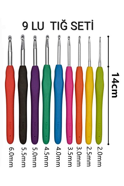 TıkTık AL Silikon Saplı Tığ Seti 9 Adet (2-2,5 -3-3,5-4-4,5-5,5-6 NUMARALAR