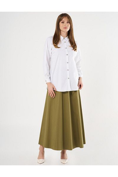 Kayra Optical White Poplin Tunic - Lace Back