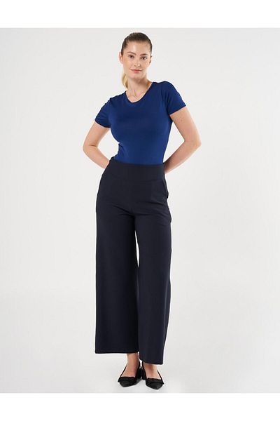 Kayra Dark Navy Blue Classic Trousers - Waist Detail