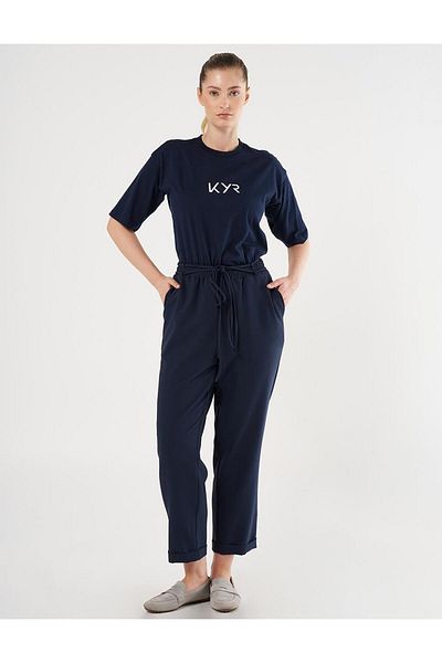 Kayra Double Leg Carrot Trousers Dark Navy