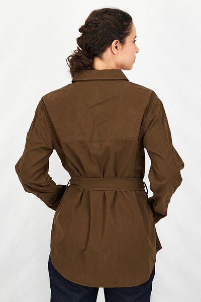 Aigle Women Belted long Sleeve Plain Jacket, Olive