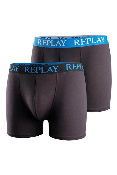 Replay Herren Boxer Shorts, 2er Pack - Trunks, Cotton Stretch