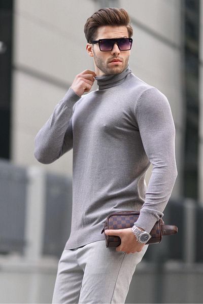 Madmext Ανδρικό πλεκτό πουλόβερ Anthracite Turtleneck 6809