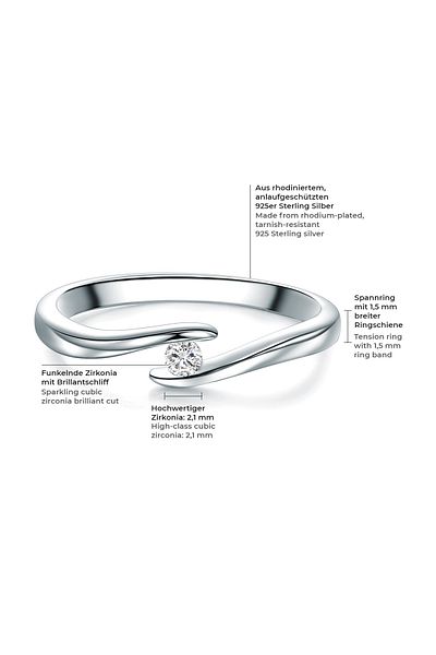 Trilani Silberring Ring Sterling Silber Zirkonia weiß