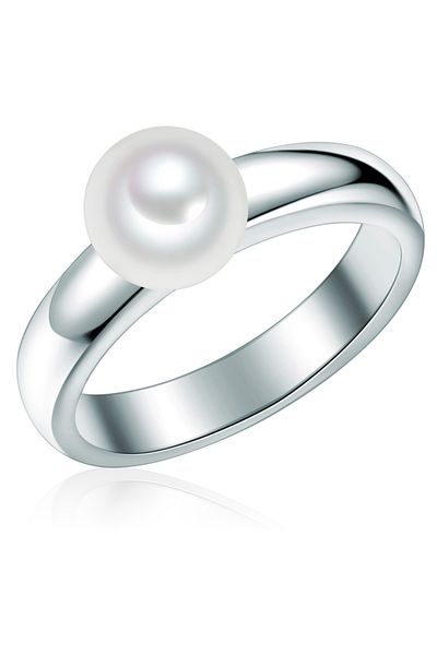 Valero Pearls Silberring Ring Sterling Silber Süßwasser-zuchtperle Weiß