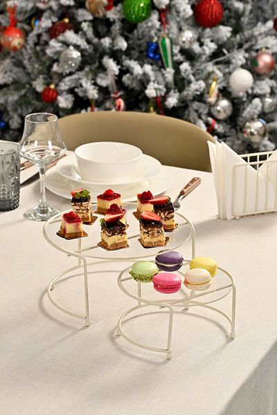Edora Home Beige Small Size 2-Piece Presentation Set - Metal Gift, Catering and Stainless Decoration