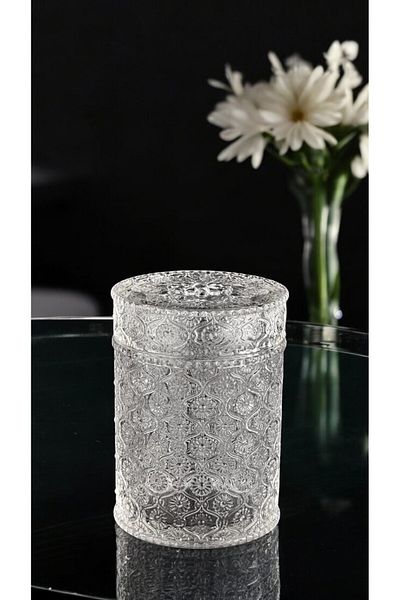 TrendDeco Small Size Glass Jar with Lid Spice Rack Decorated Jar