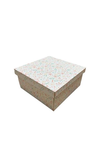 KOLİ KOLAY Renkli Yılbaşı Hediye Kutusu 25x25x12cm