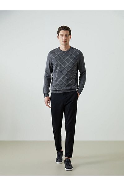 LC Waikiki Crew Neck Long Sleeve Patterned Men's Knitwear Sweater