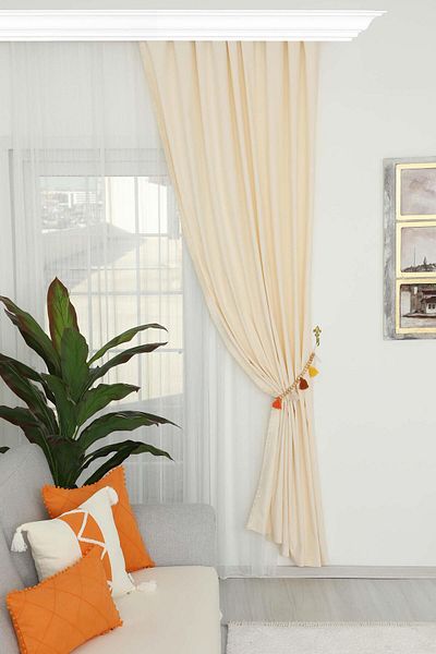 Aisha's Design Colorful Wooden Beaded 2-Piece Tufted Curtain Holder - Pr-18Aks