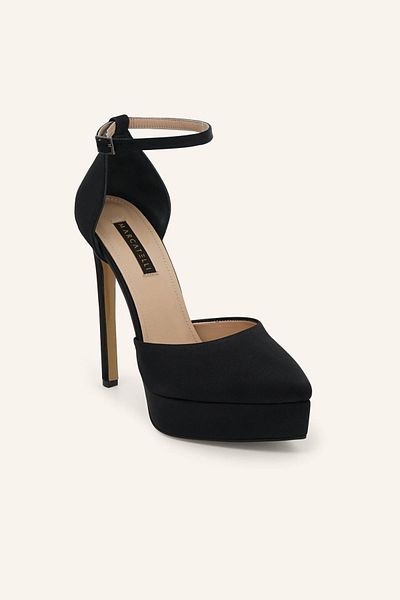 MARCATELLI Black Satin Davin Platform Heeled Shoes