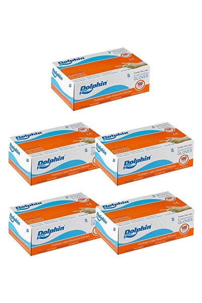 Dolphin 100 قطعة من قفازات اللاتكس البيضاء - خالية من البودرة (S) 5 قطع Mdr