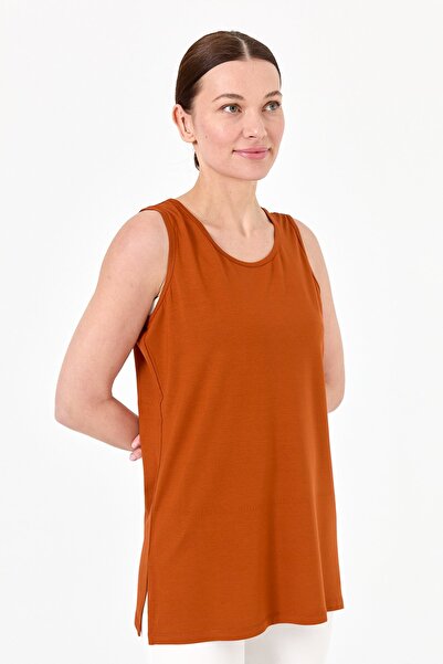 Desen Triko Γυναικείο Βαμβακερό Βαμβακερό Μπλουζάκι Καφέ