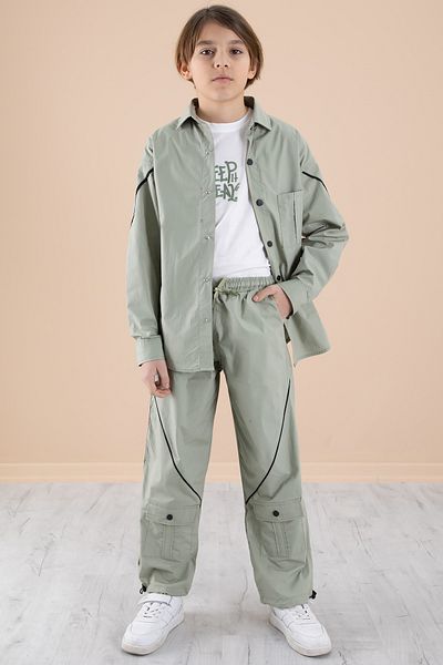 Cansın Mini Khaki Boy's 3 Piece Set T-Shirt Shirt Pants 20231
