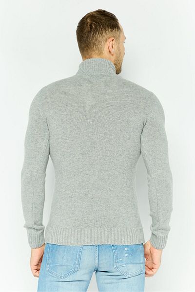 Jules Men Turtle Neck Knitted Sweater, Grey