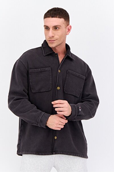 Champion سترة خارجية بأكمام طويلة بمقاس مخصص للرجال، لون فحمي