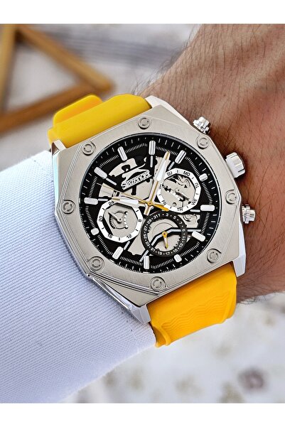 Slazenger Fonksiyonlu Sarı Renk Silikon Kordon Erkek Kol Saati 2379.2.06SZ