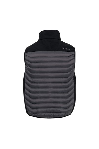 UMBRO Grey Anthracite Puffer Vest - Stand Collar and Sleeveless Zip-Up Tight Pocket
