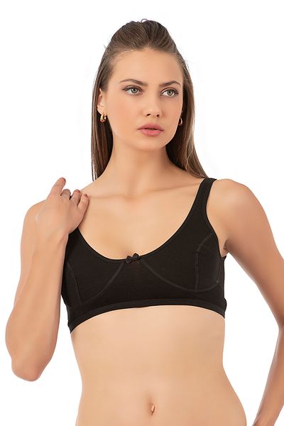 ÖZKAN underwear Özkan 0564 - Γυναικείο μισό άλμα από βαμβακερό ριμπ 3 συσκευασιών, άδειο κύπελλο και χοντρό λουράκι χωρίς στήριγμα χωρίς σύρμα χωρίς σύρμα
