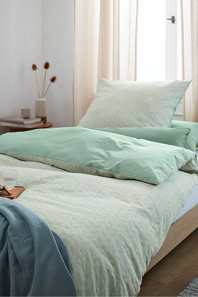 Tchibo Textured Duvet Set 135 x 200, Light Green