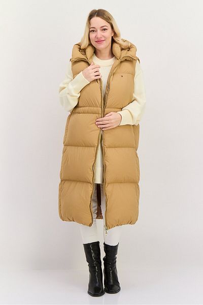 Tommy Hilfiger Women Quilted Parka Vest, Tan