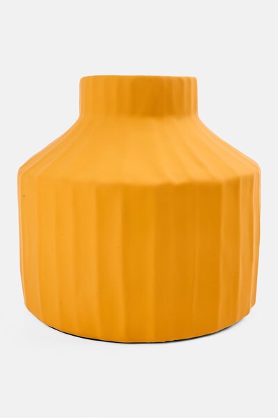 Muy Mucho Sculpted Ceramic Vase Decor, Mustard