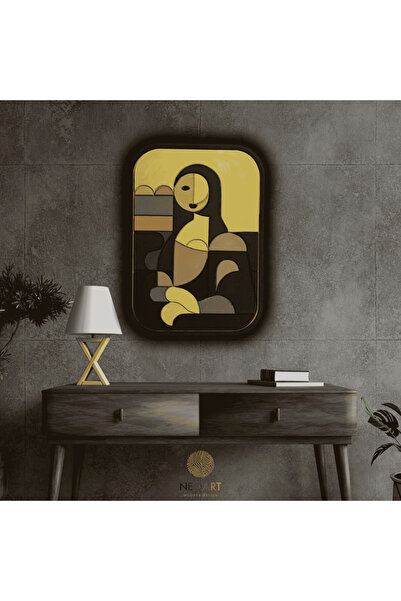 Monalisa Ahşap Neon Işıklı Duvar Tablosu