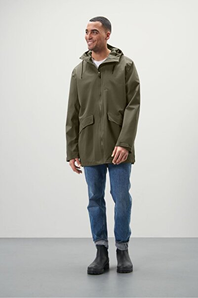 Tchibo Men Hooded With Drawstring Plain Jacket, Olive