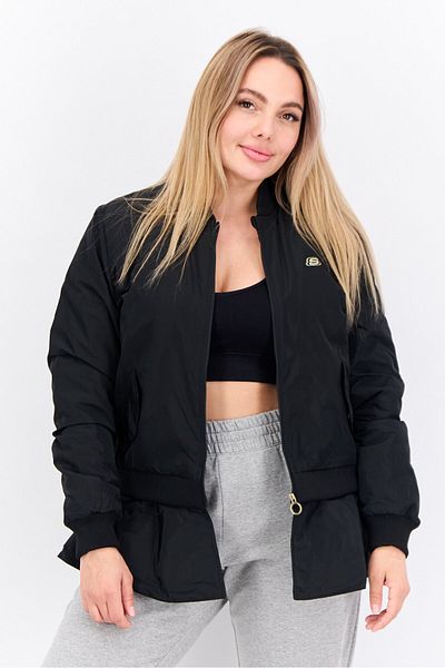 SKECHERS Women Brand Logo Bomber Jacket, Black