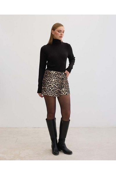 LEVURE 1178 Leopard Print Short Skirt