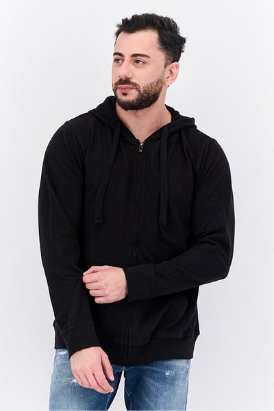 Burnside Men Hooded Solid Long Sleeves Sweatshirt, Black
