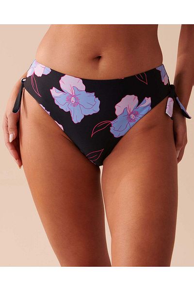 La Vie en Rose Neon Flowers Knotted High Waist Bikini Bottom
