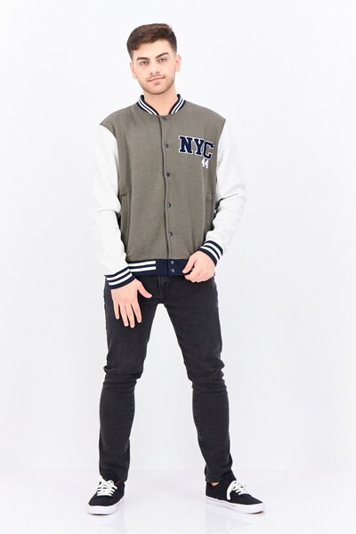 Threadbare Men Embroidered Long Sleeves Jacket Shirt, Dark Olive Combo