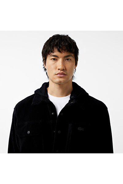 Lacoste Erkek Relaxed Fit Kapüşonlu Siyah Gömlek