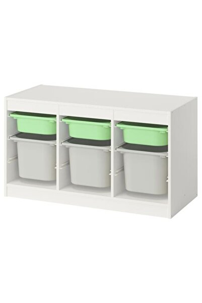 IKEA - TROFAST, saklama ünitesi, beyaz-açık yeşil-gri, 99x44x56 cm