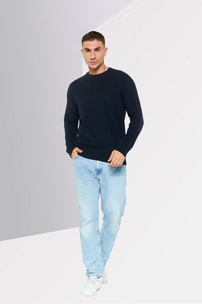Michael Kors Men Crew Neck Long Sleeves Textured Sweater, Navy