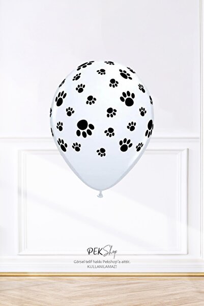PEKSHOP Pati Baskılı Balon Kedi Köpek Pati Şekil Baskılı 12inç Lateks Balon 1...