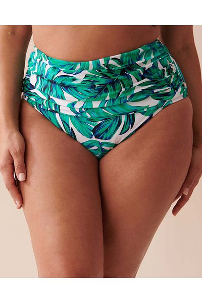 La Vie en Rose Palm Leaves Recycled Fibers Draped High Waist Bikini Bottom