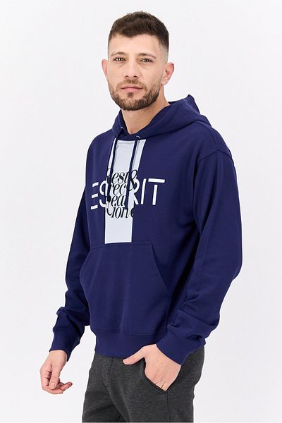 Esprit Men Hooded Long Sleeves Graphic Print Sweatshirt, Blue