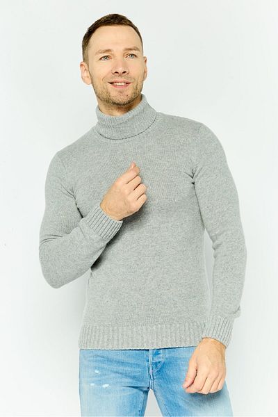 Jules Men Turtle Neck Knitted Sweater, Grey