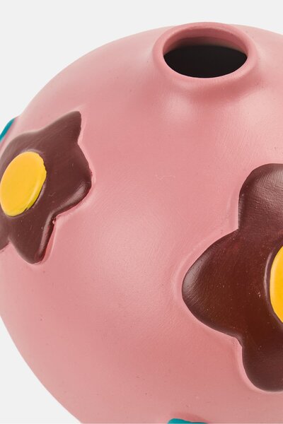 Muy Mucho Floral Design Ceramic Vase, Old Rose