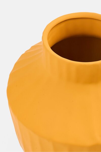 Muy Mucho Sculpted Ceramic Vase Decor, Mustard